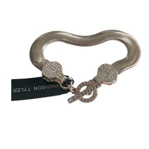 Madison Tylor Twin Snake Head Golden Crystal Bracelet